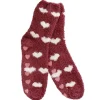 Kuschelsocken Anti-Rutsch, Herzen/bordeaux