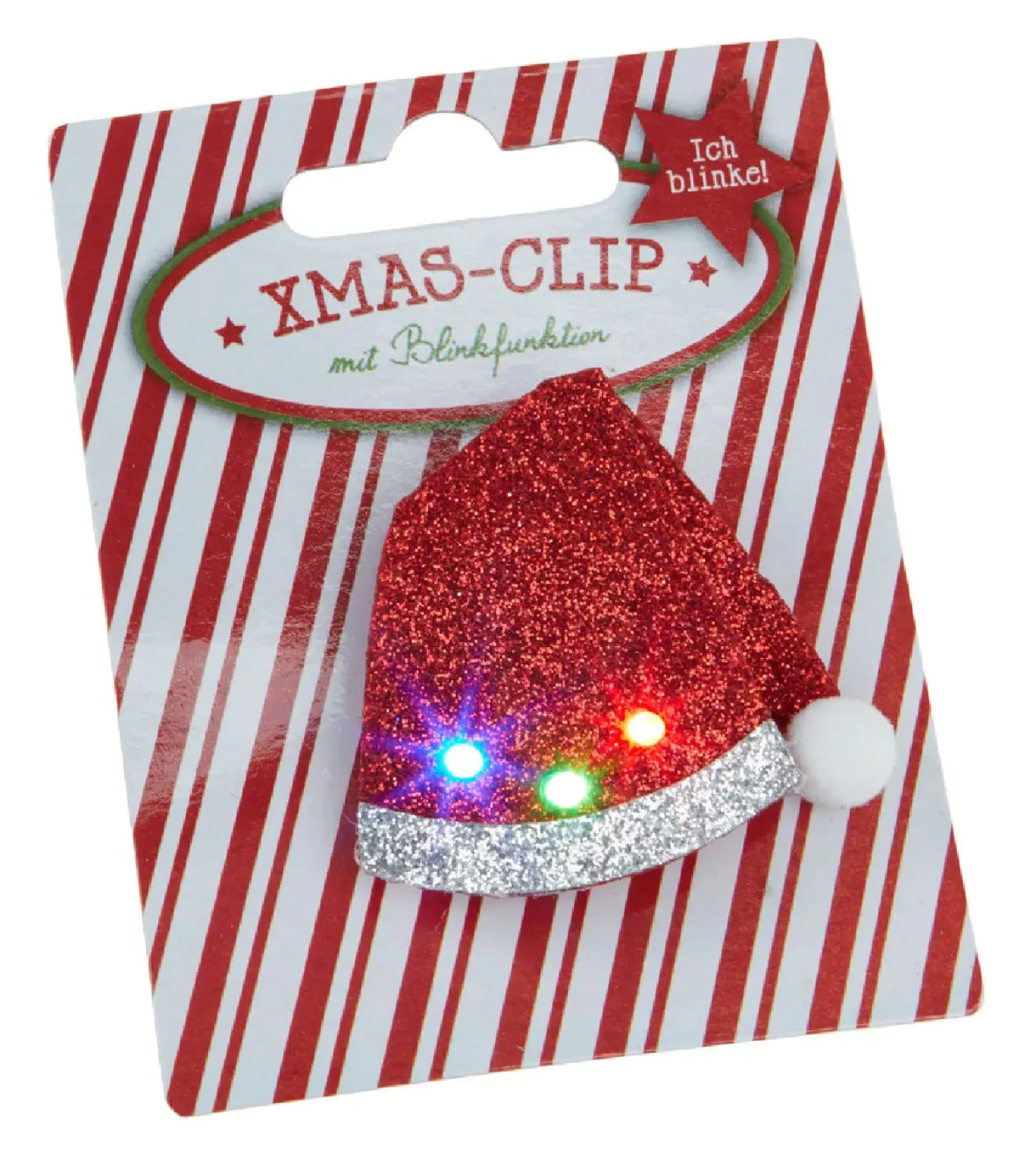 LED-Anstecker Xmas, Mütze, Blinkend
