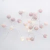 LED-Lichterkette Textilball, Pink/weiß/lila, 24er