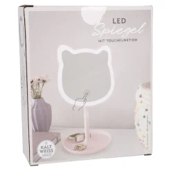 LED-Spiegel Form, Katze/rosa, 26 Cm