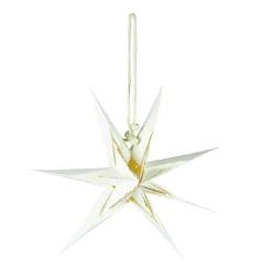 Papierstern , 3D, Weiß/gold, 18 Cm
