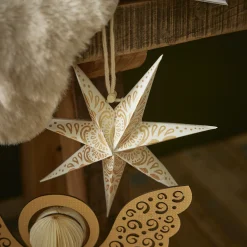 Papierstern, Weiß/gold, Ornament, 18 Cm