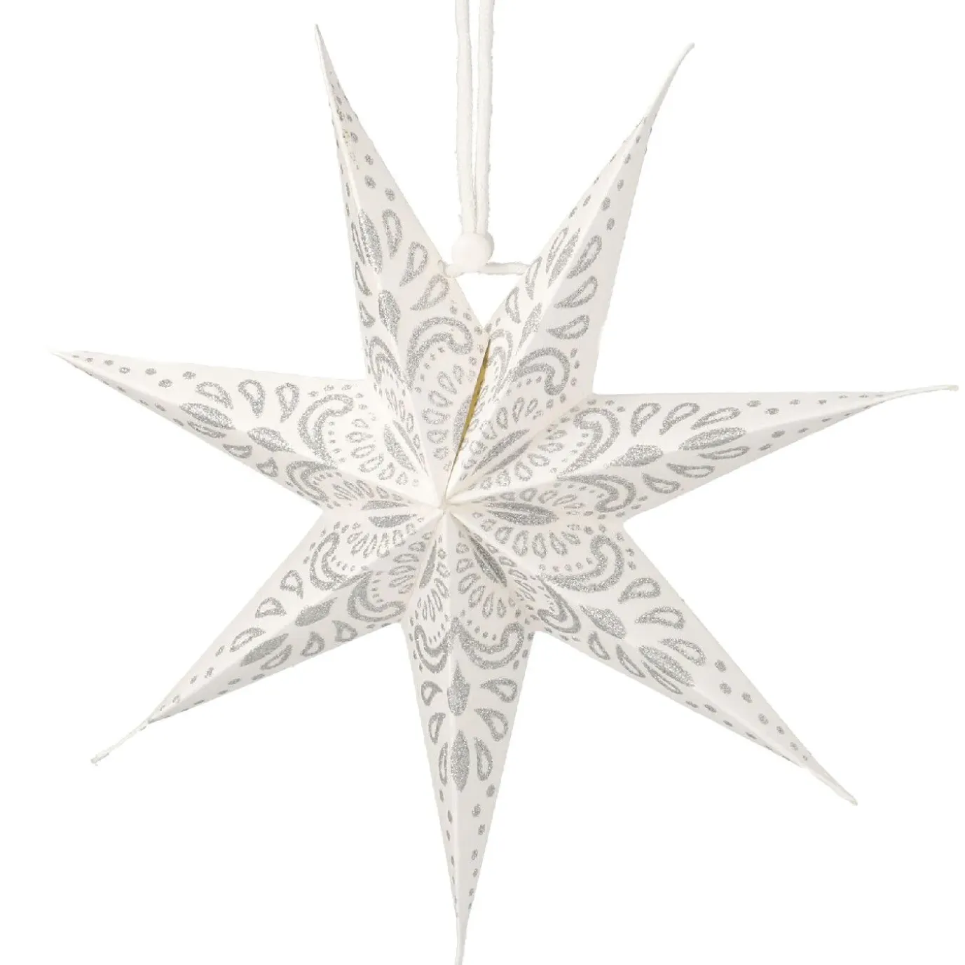 Papierstern, Weiß/silber, Ornament, 18 Cm
