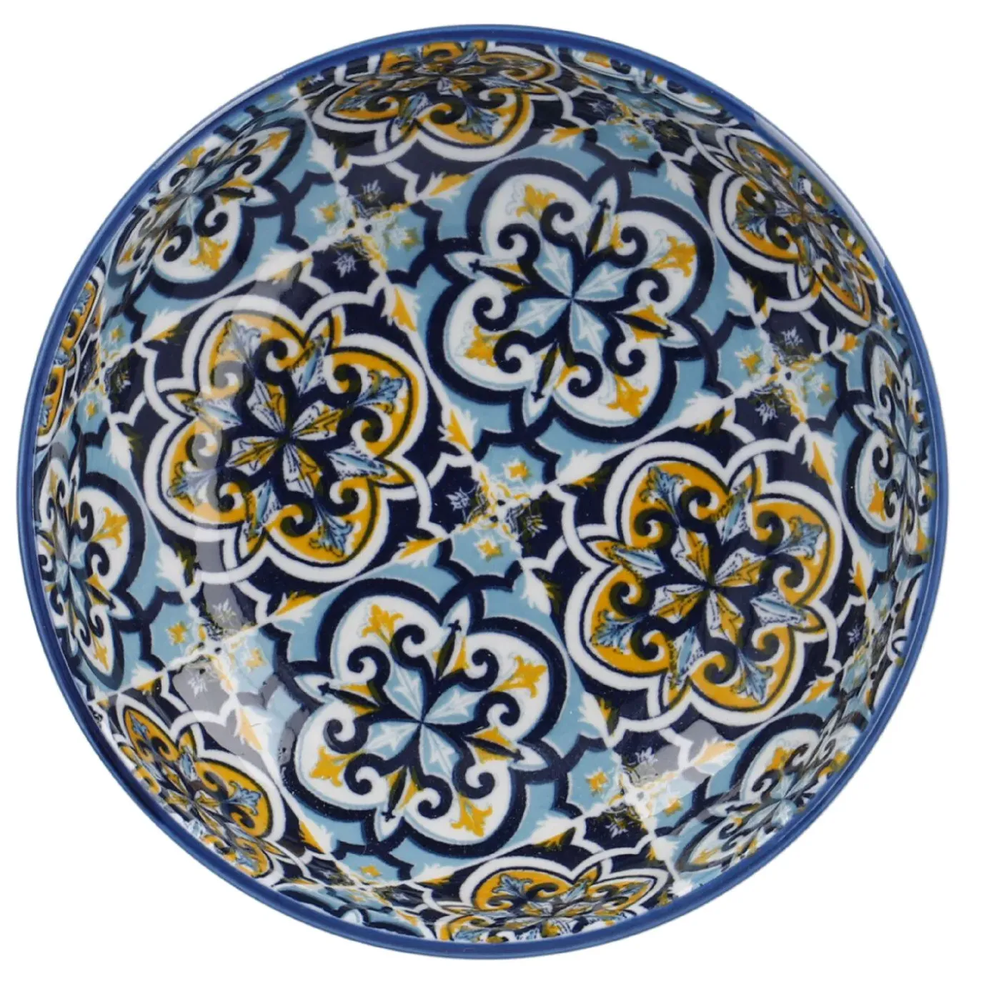 Schale China, Flach, Blau/gelb, 12 Cm