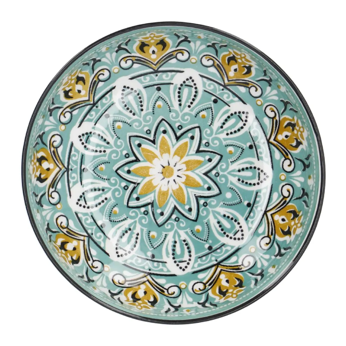 Schale China, Flach, Grün/braun, 12 Cm