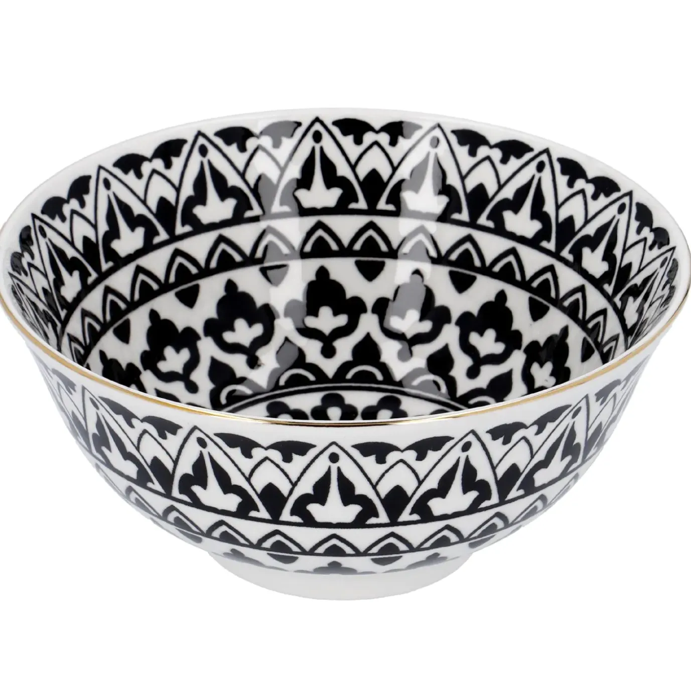 Schale China, Groß, Schwarz/weiß, Orient