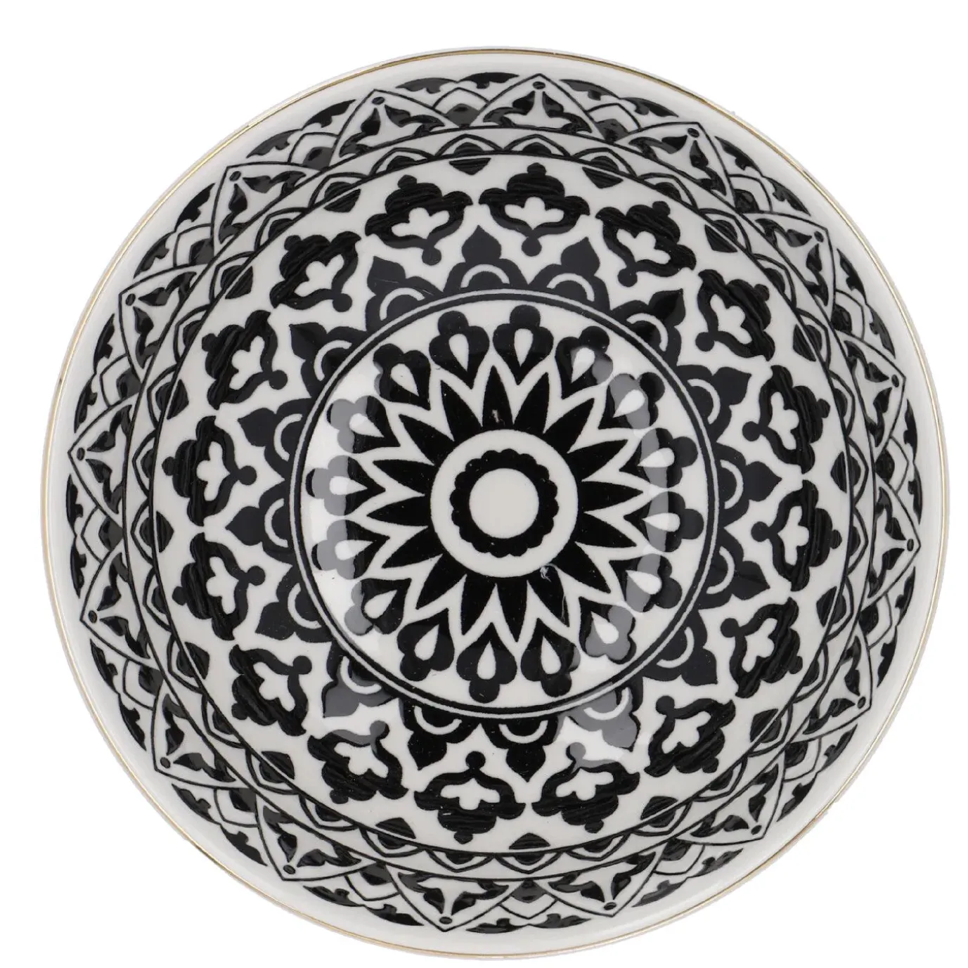 Schale China, Groß, Schwarz/weiß, Orient