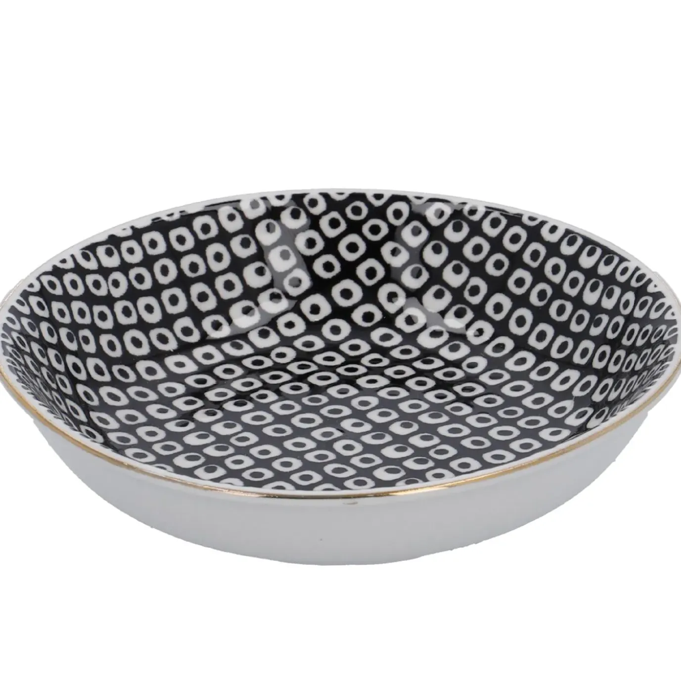 Schale China, Klein, Schwarz/weiß, Perlen