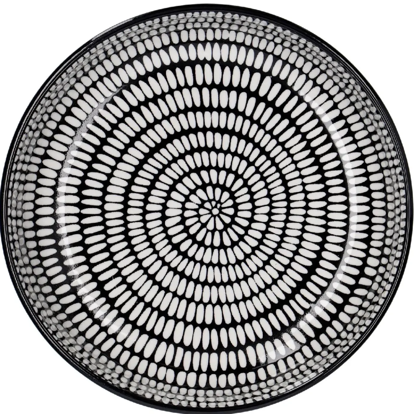 Schale China Mit Rand, Stäbchen/Kreis, Schw/wss, 17 Cm
