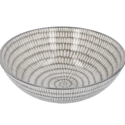 Schale China, Tief, Stäbchen/Kreis, Dunkelgrau/wss, 13 Cm
