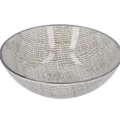 Schale China, Tief, Striche, Dunkelgrau/wss, 13 Cm