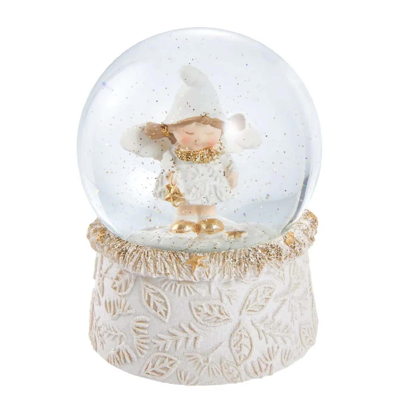 Schneekugel Engel Mit Mütze, Stern, 6.5 X 9 Cm