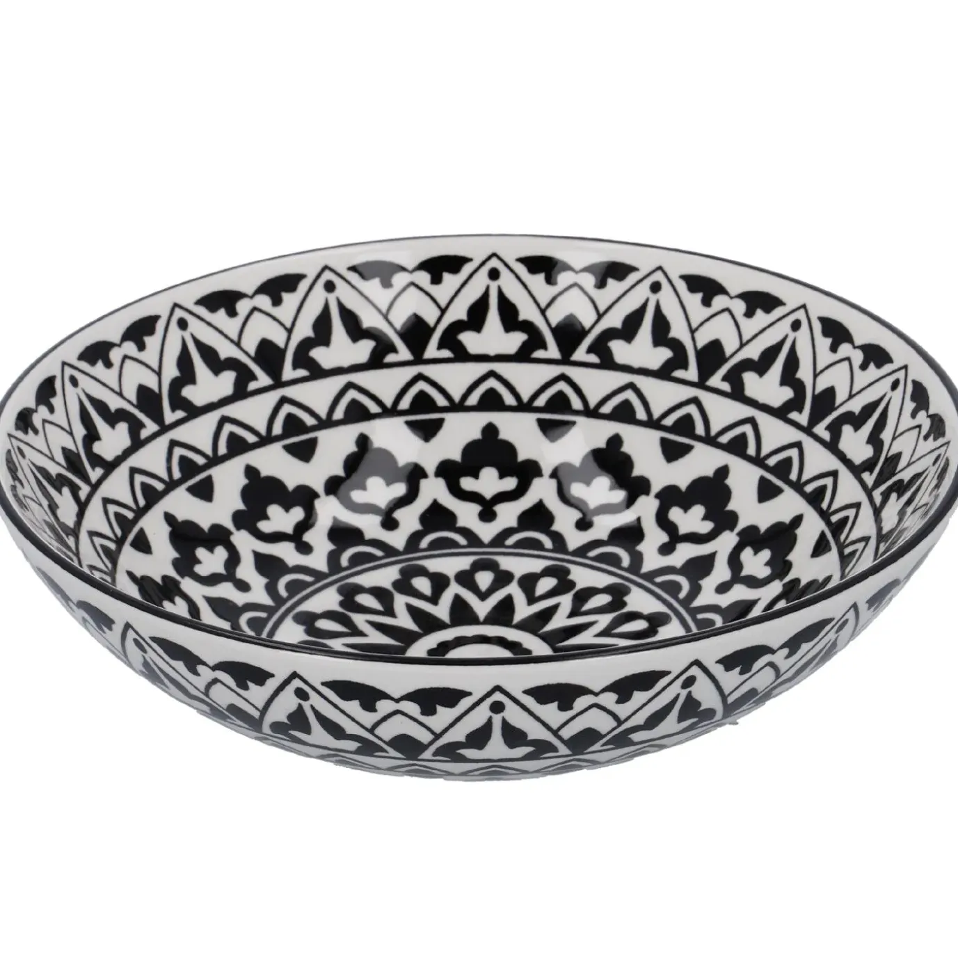 Schüssel China, Flach, Orient, Schw/wss, 23 Cm