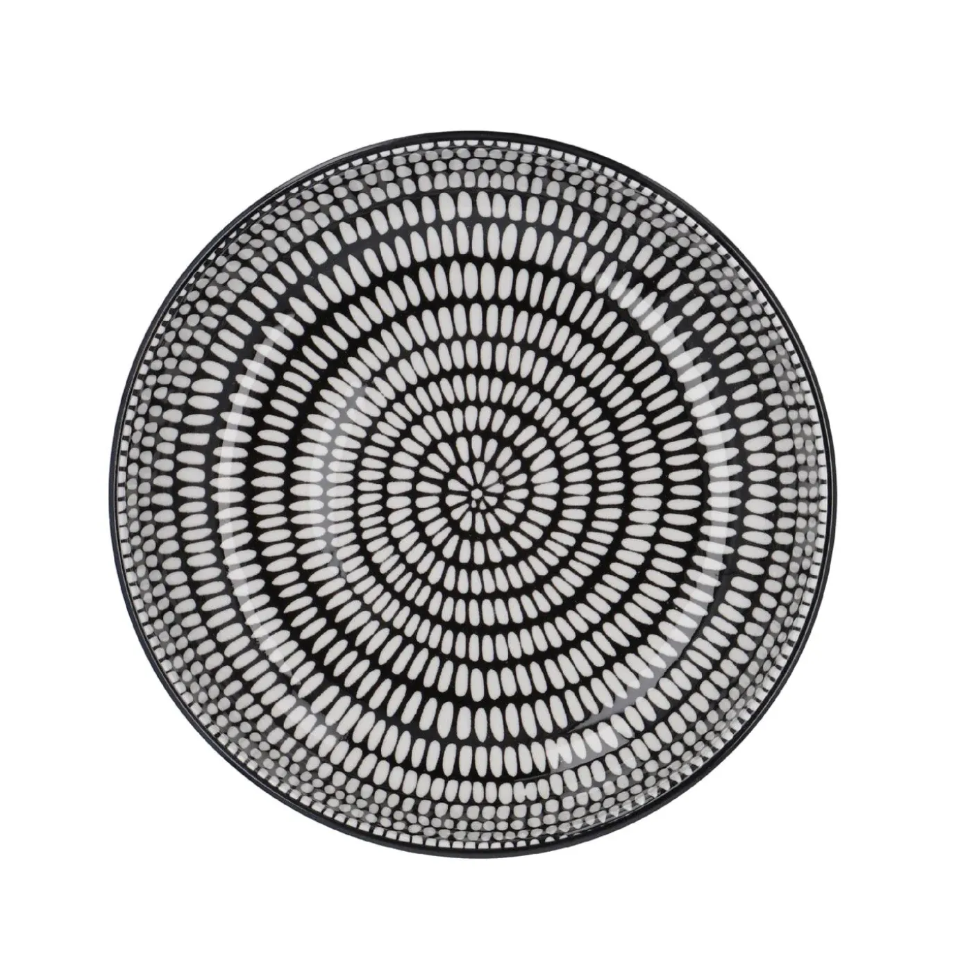 Schüssel China, Flach, Stäbchen/Kreis, Schw/wss, 23 Cm