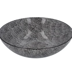 Schüssel China, Flach, Striche, Schw/wss, 23 Cm