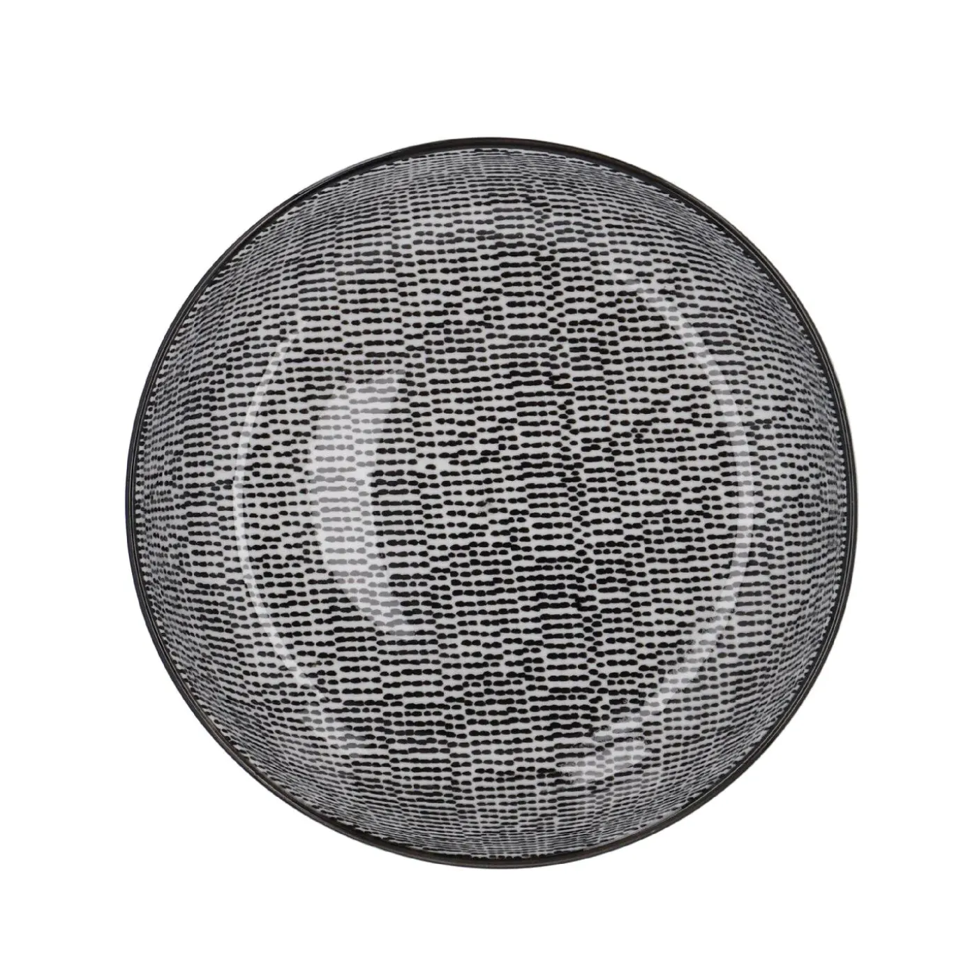 Schüssel China, Flach, Striche, Schw/wss, 23 Cm