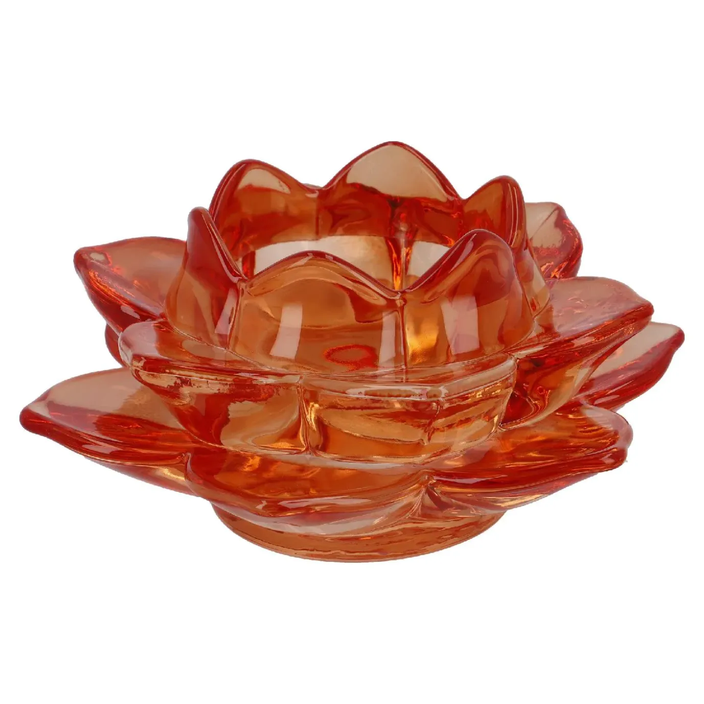Teelichthalter Lotus, Orange, 11 X 5.5 Cm