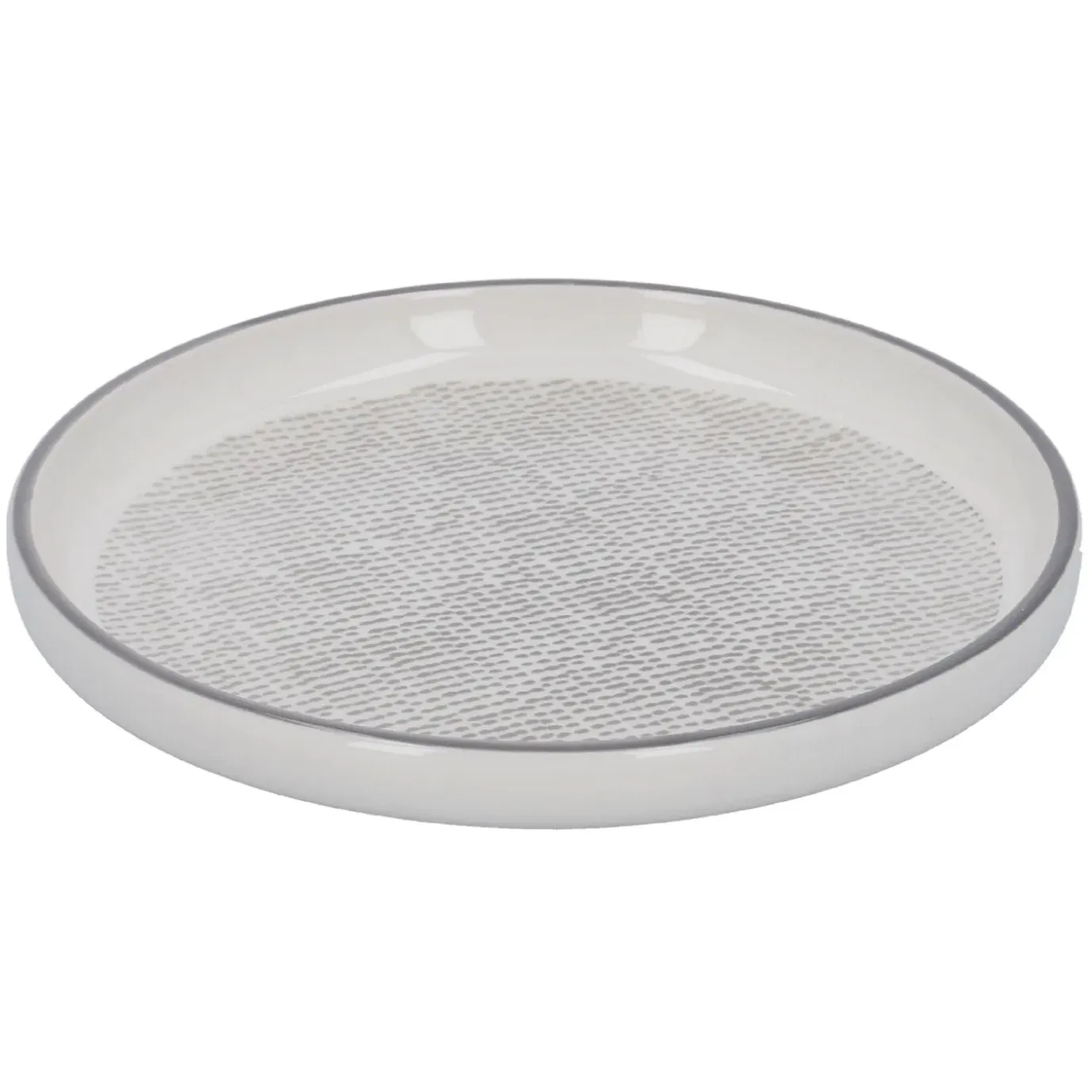 Teller China, Striche, Dunkelgrau/wss, 16.5 Cm
