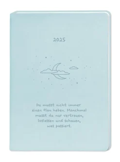 Terminplaner Lederlook, 2025, Hellblau