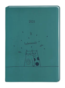 Terminplaner Lederlook, 2025, Petrol