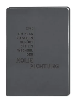 Terminplaner Lederlook, 2025, Schwarz