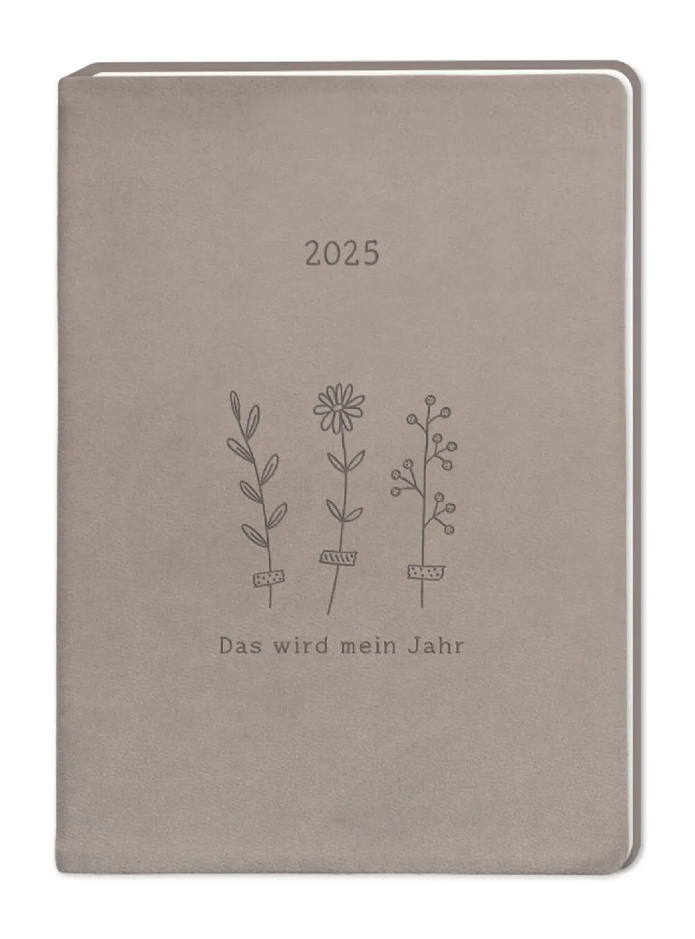 Terminplaner Lederlook, 2025, Taupe