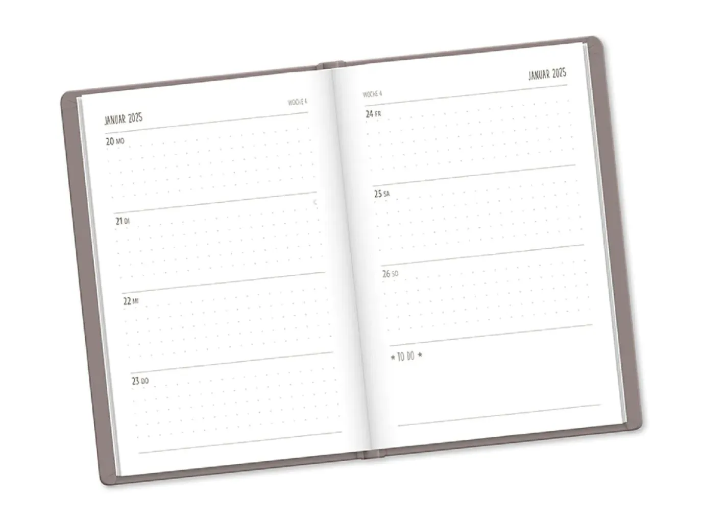 Terminplaner Lederlook, 2025, Taupe