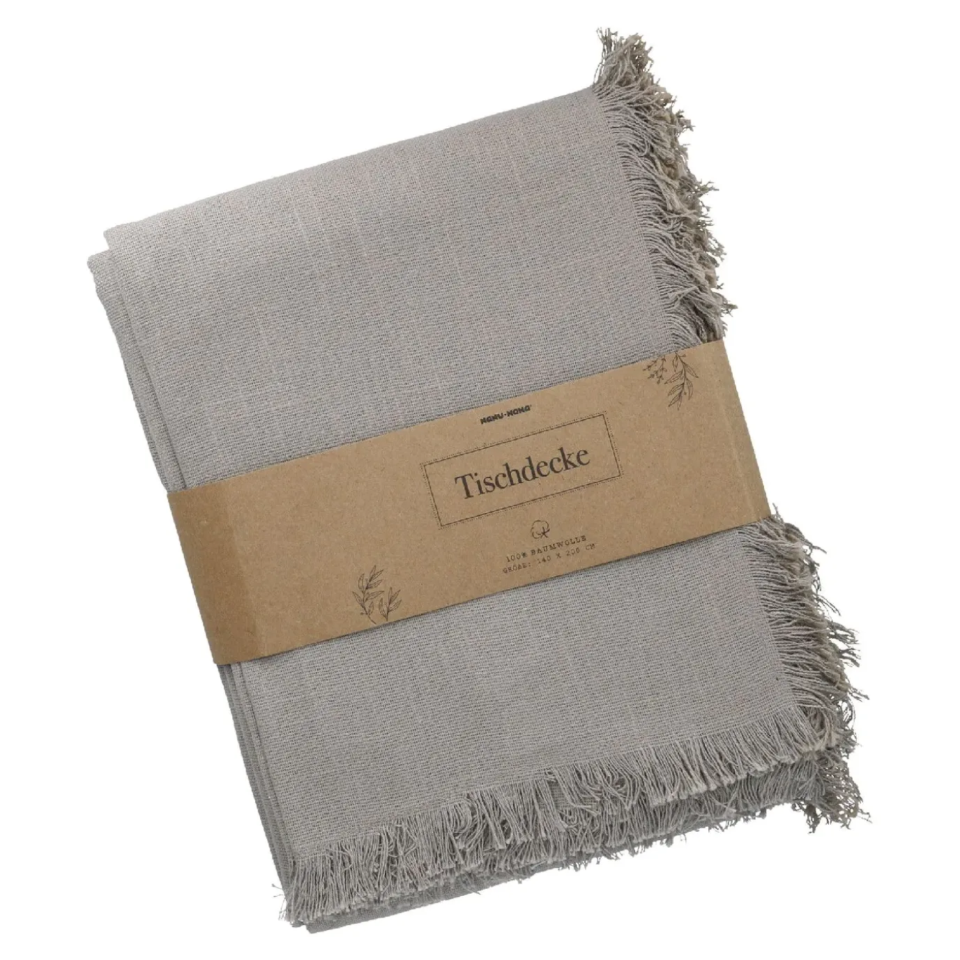 Tischdecke Fransen, Taupe, 140 X 200 Cm