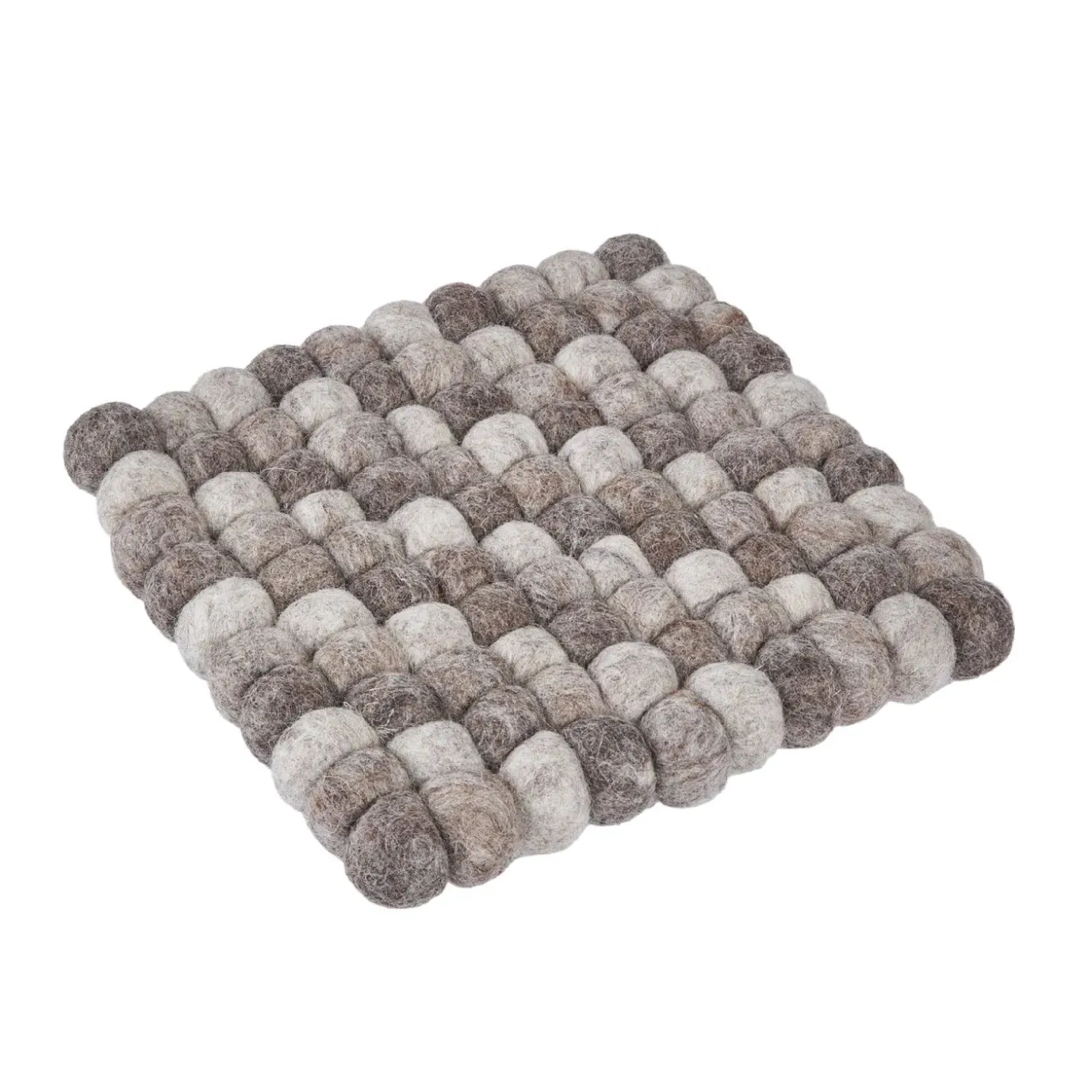 Untersetzer Filzkugeln,eckig, Taupe Mix, 18 Cm