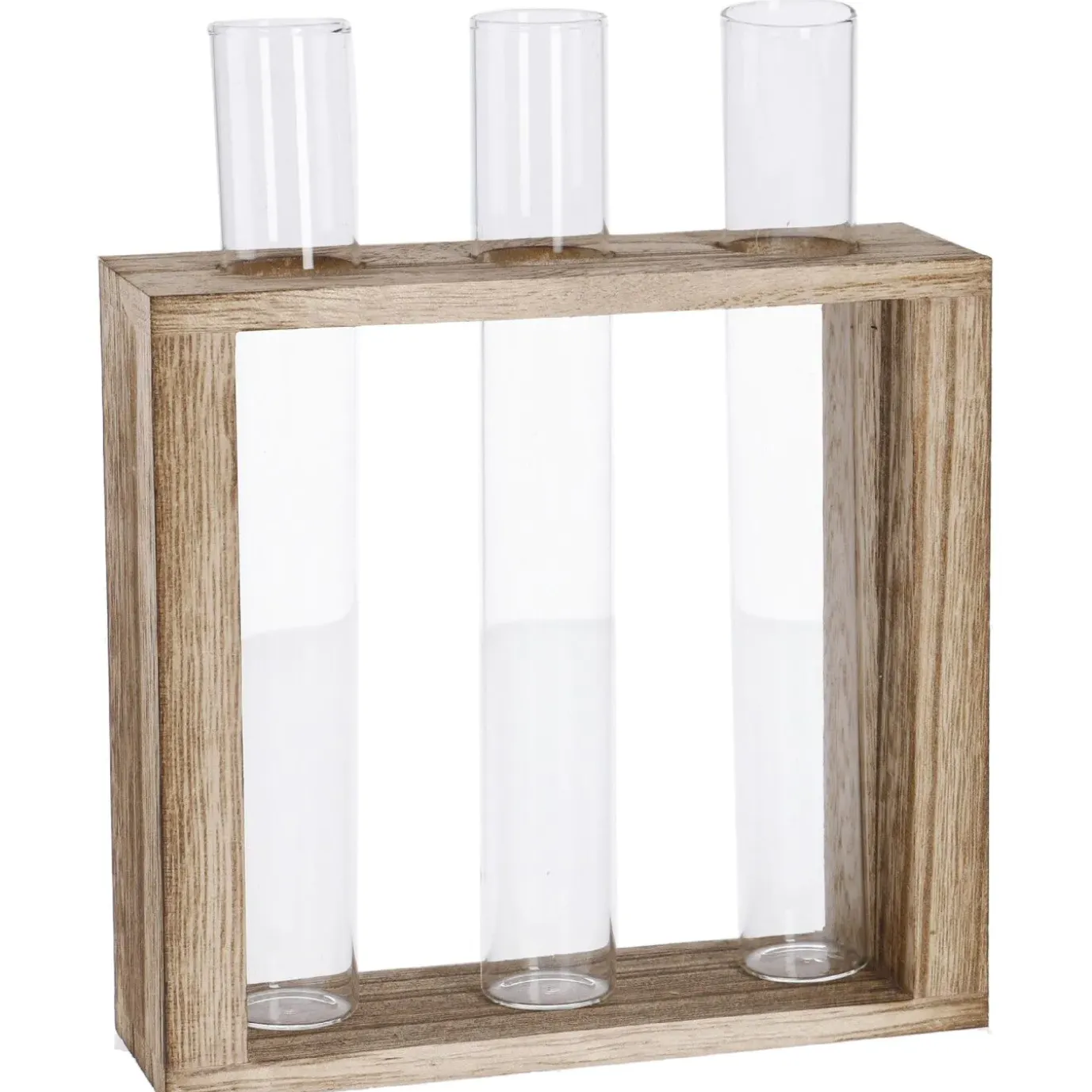 Vase Reagenzglas 3 Stück In Holzständer, 19 Cm