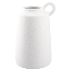 Vase Struktur Mit Henkel, Weiß, 25 Cm