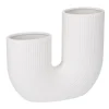 Vase U-Form, Geriffelt, Weiß-matt, 18 X 16 Cm