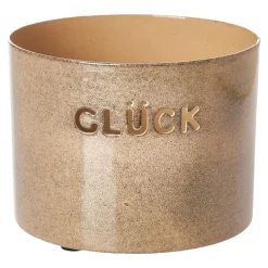 Windlicht Glück, Beige, 7 X 10 Cm