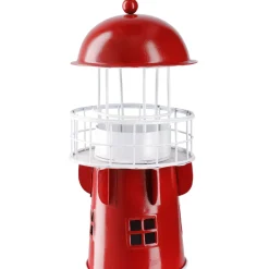 Windlicht Leuchtturm, Rot/weiß, 36 Cm