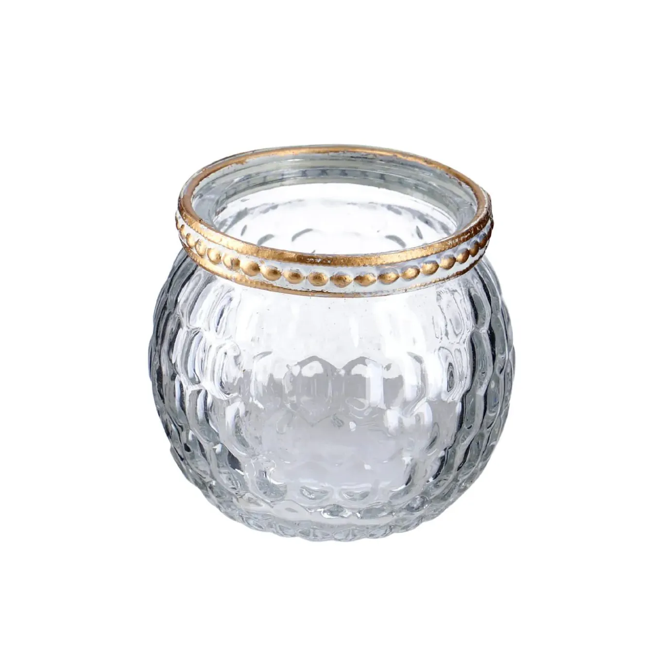 Windlicht Saira, Metallrand, Klar/Wabe, 5 Cm