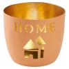 Windlicht Spruch, Home/orange, 10 X 8.5 Cm